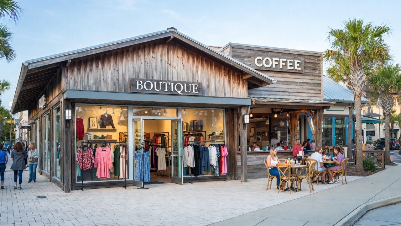 Boutique shopping and coffee stop at The Wharf in Orange Beach