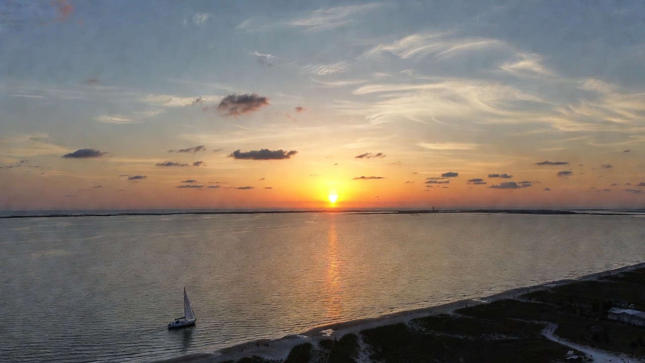 Sunset over the water on the Alabama Gulf Coast