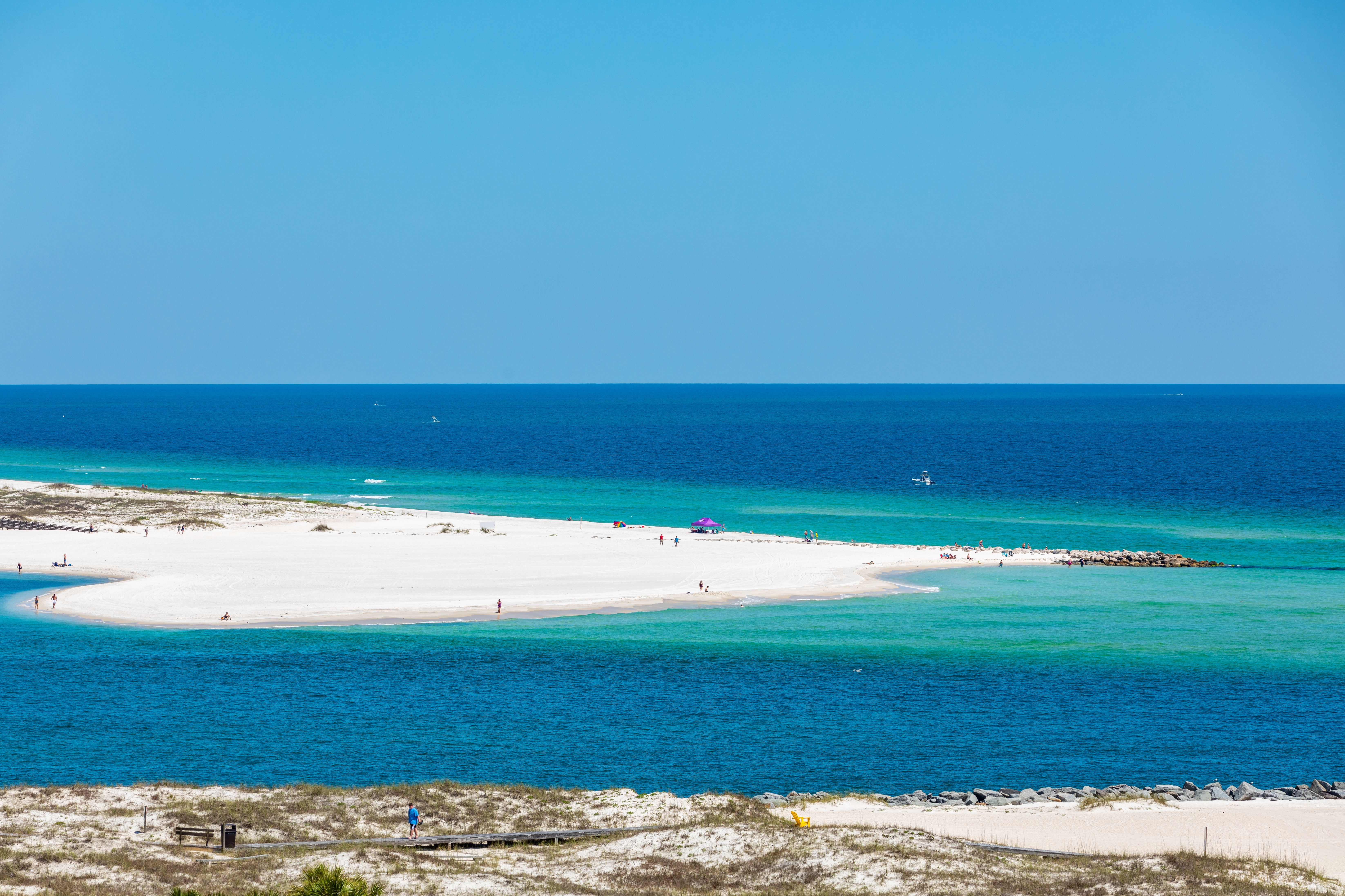 White-sand coast beside blue Gulf water