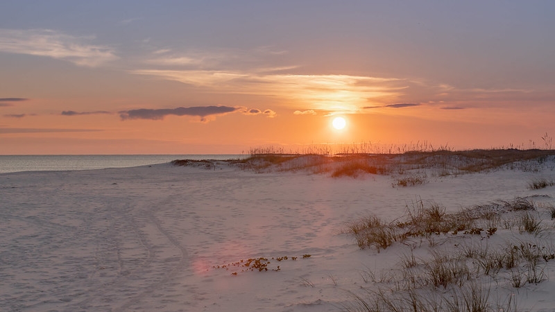 Beachcombing at sunset on Alabama’s Gulf Coast