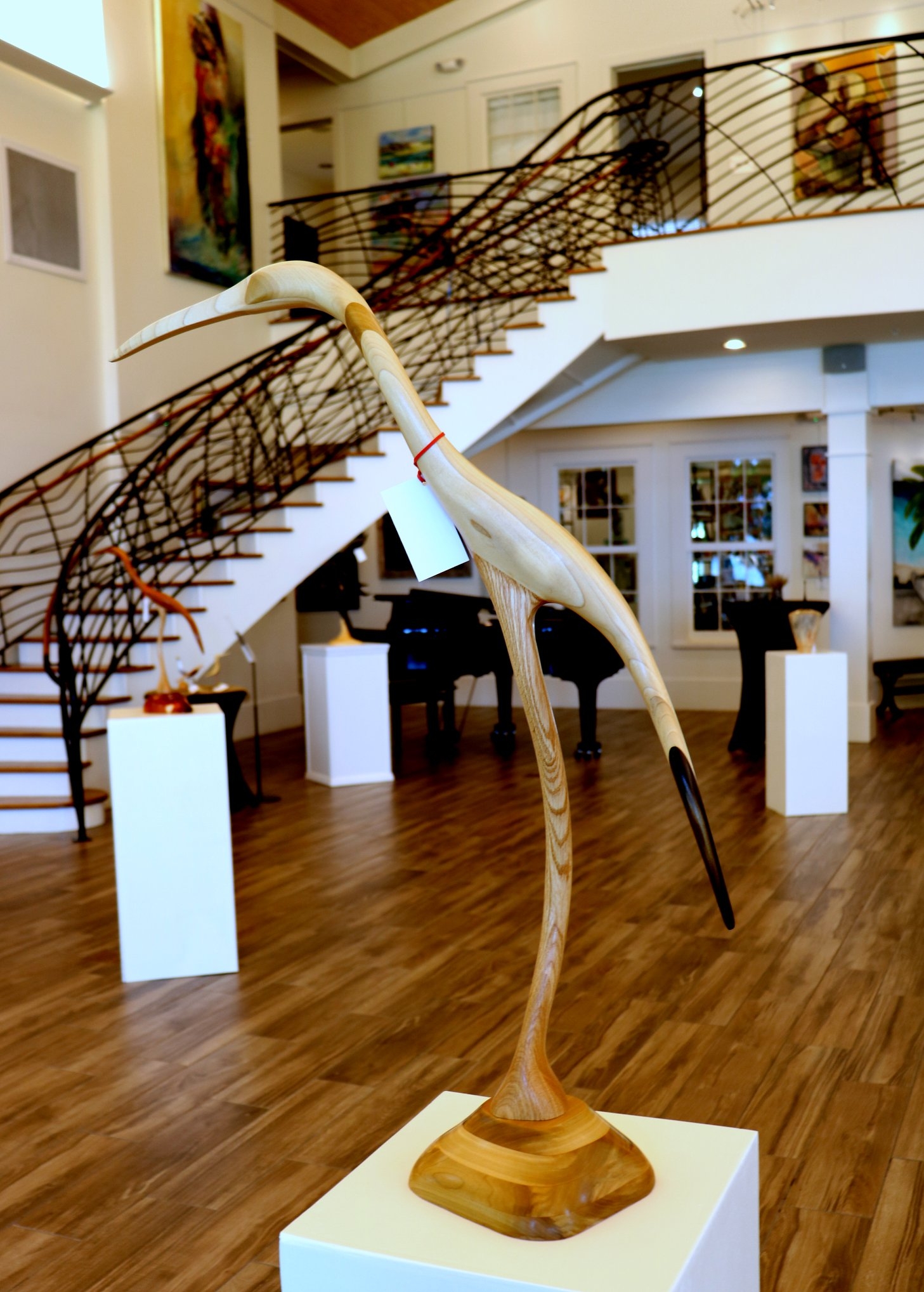 Detailed wood carving inspired by coastal wildlife