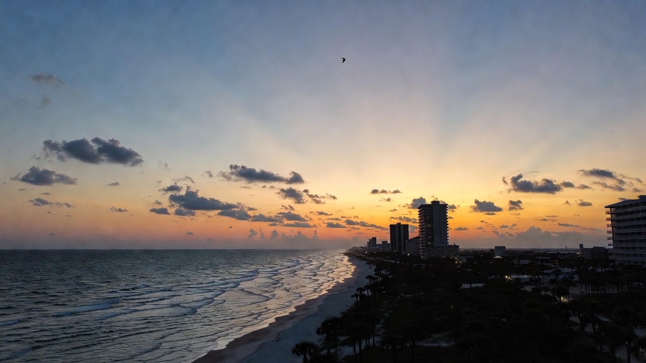 Wide view of Orange Beach shoreline during a quiet midweek stay