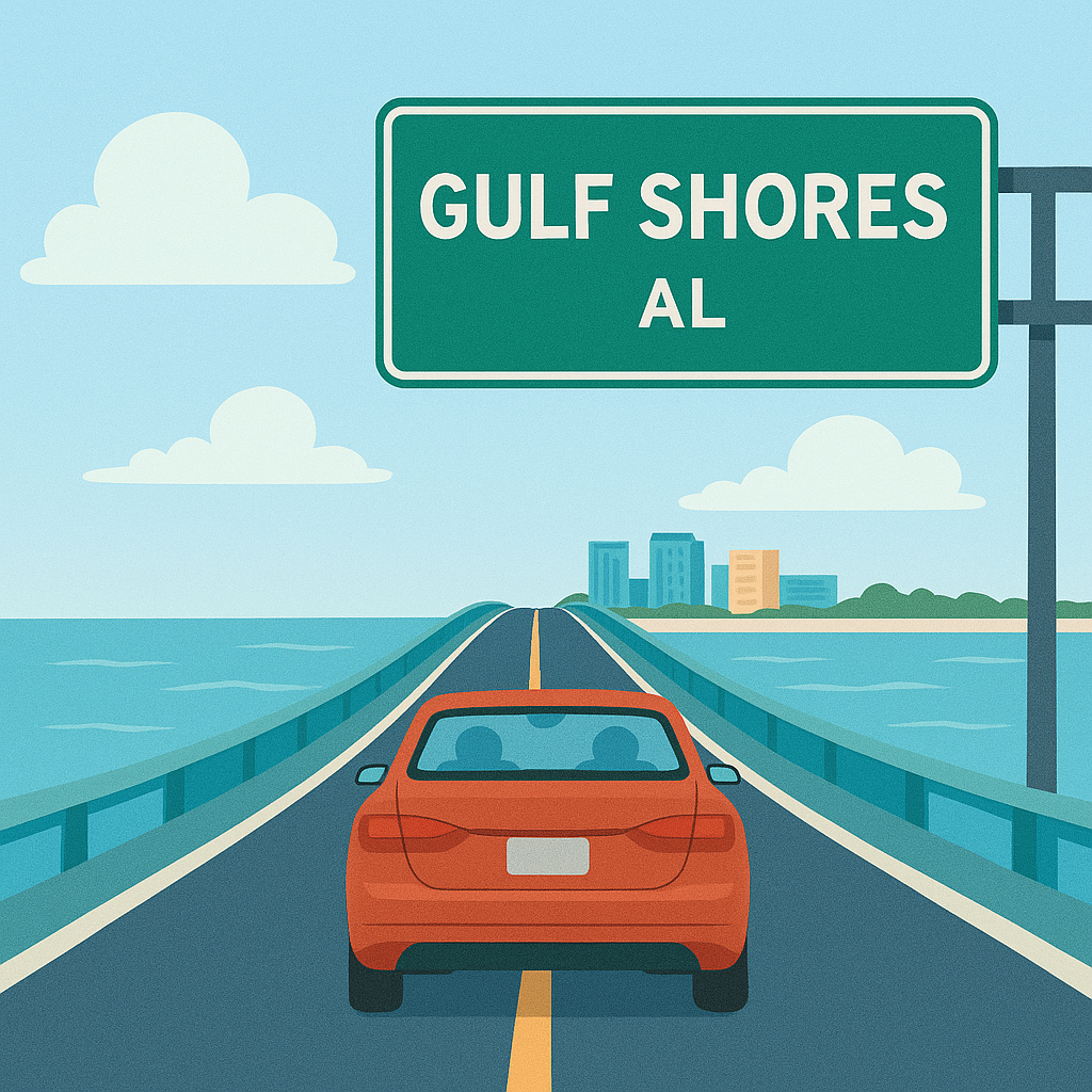 Driving into Gulf Shores