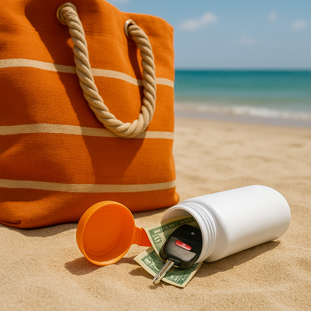 Sunscreen container hiding valuables