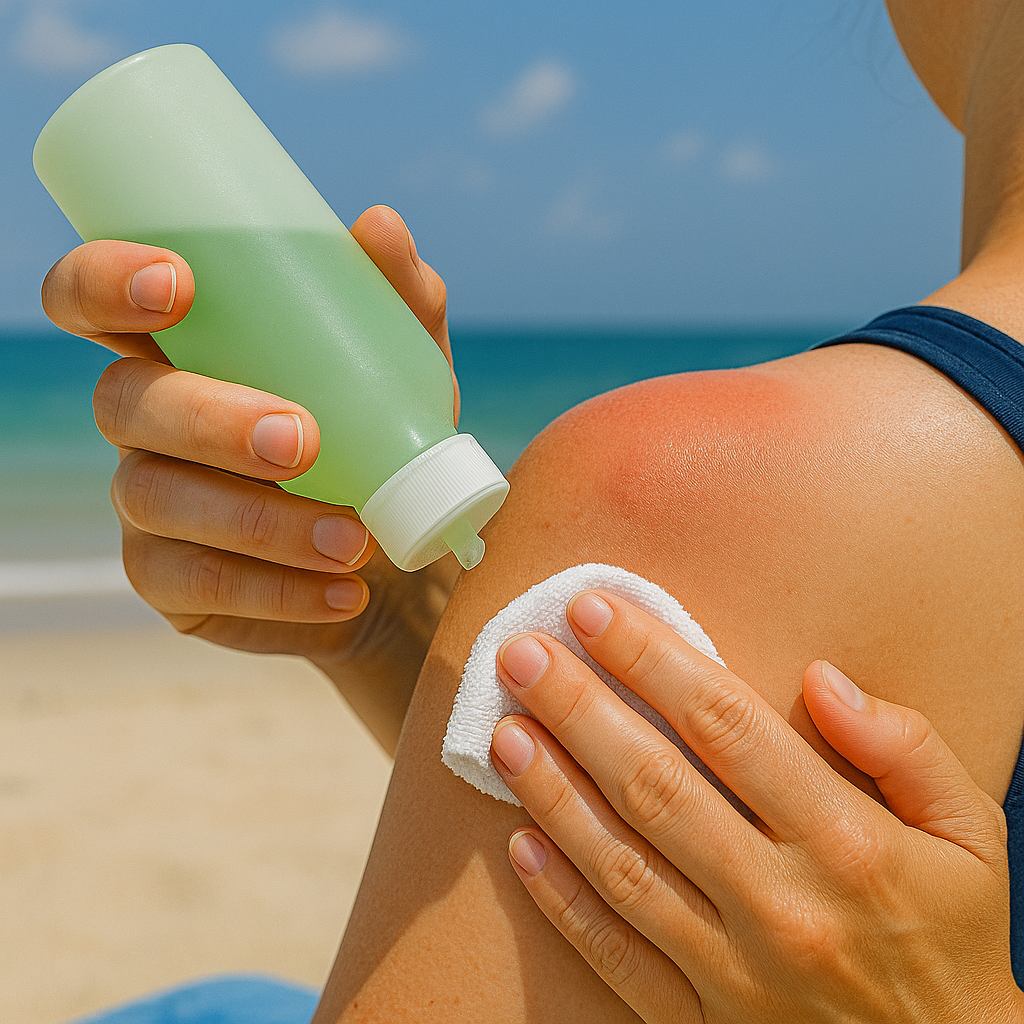 Cold aloe for sunburn