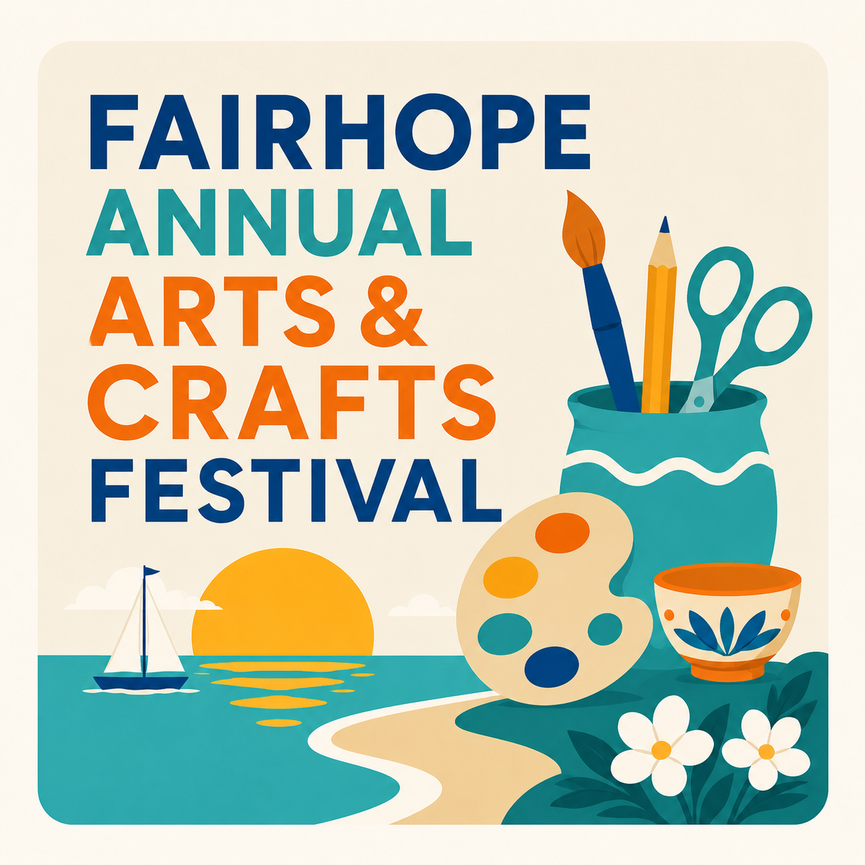 Visitors at the Fairhope Annual Arts and Crafts Festival in downtown Fairhope Alabama