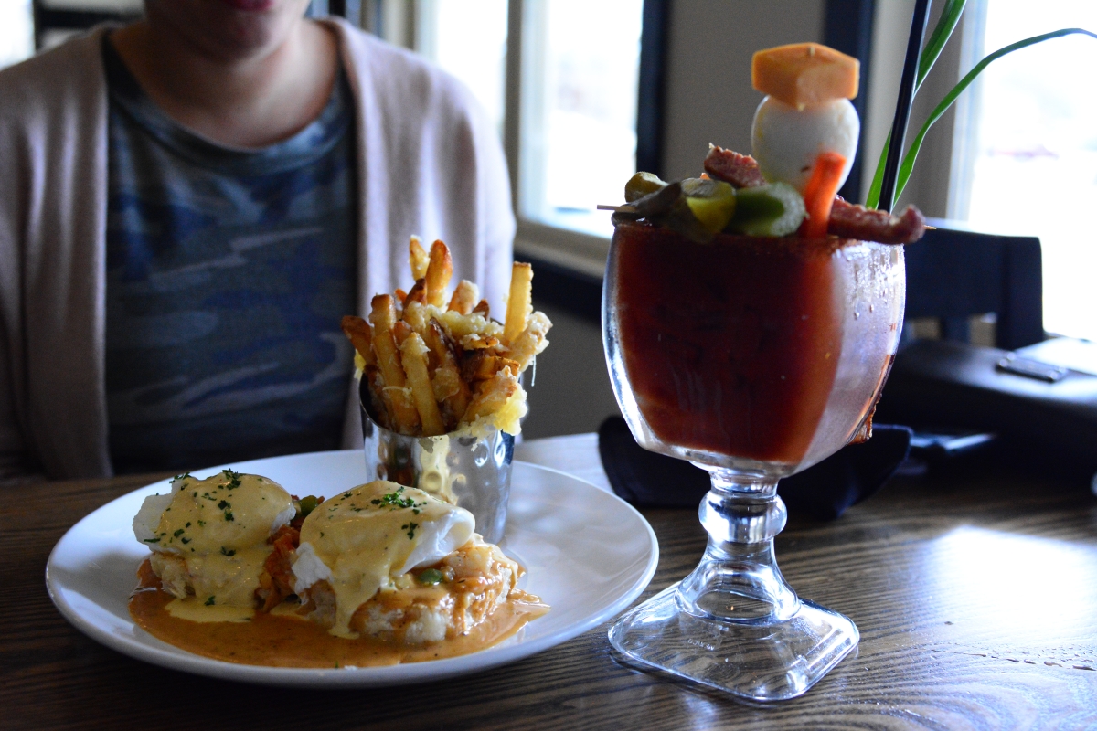 Breakfast plate and Bloody Mary at Brick and Spoon