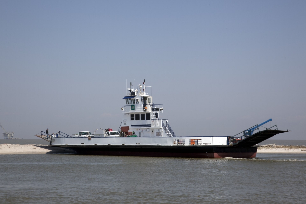 Mobile Bay Ferry carrying vehicles across the water